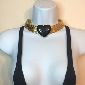 Tuleste Market Heart Choker Necklace Mesh Retro Style Statement Dressy Romantic